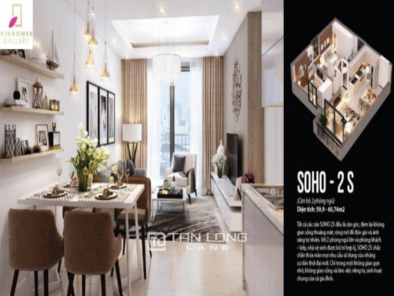 02 bedrooms apartment for rent in Vinhomes Gallery. 60sqr 1